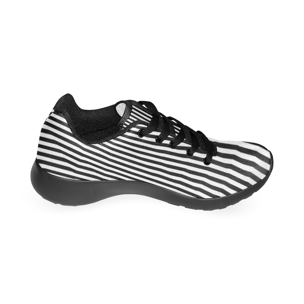 Balck and White Stripe Goth Men’s Running Shoes (Model 020)