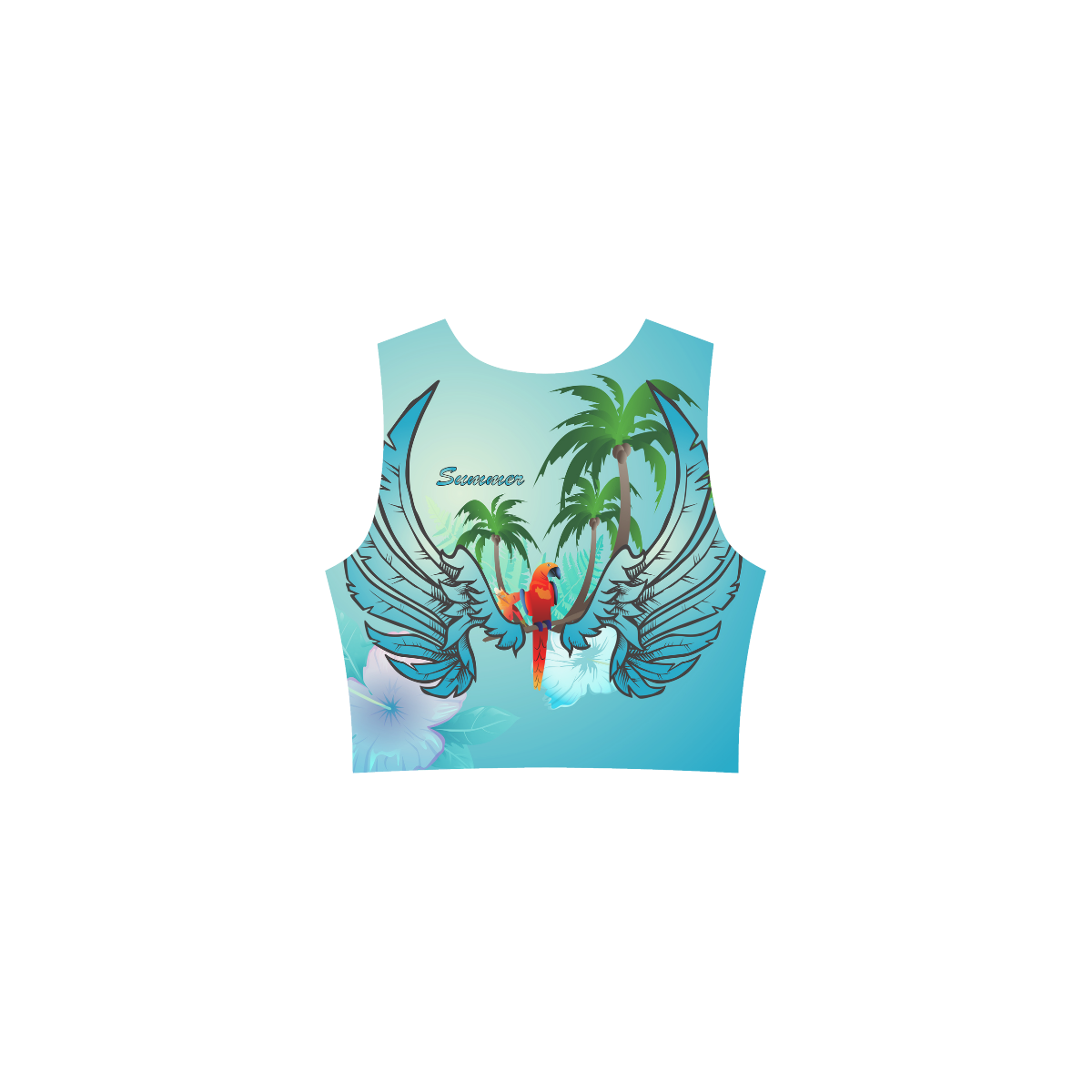 Cute parrot with wings Thea Sleeveless Skater Dress(Model D19)