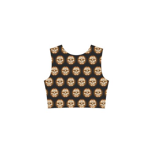 Sugarskull Pattern, golden by JamColors Tethys Half-Sleeve Skater Dress(Model D20)