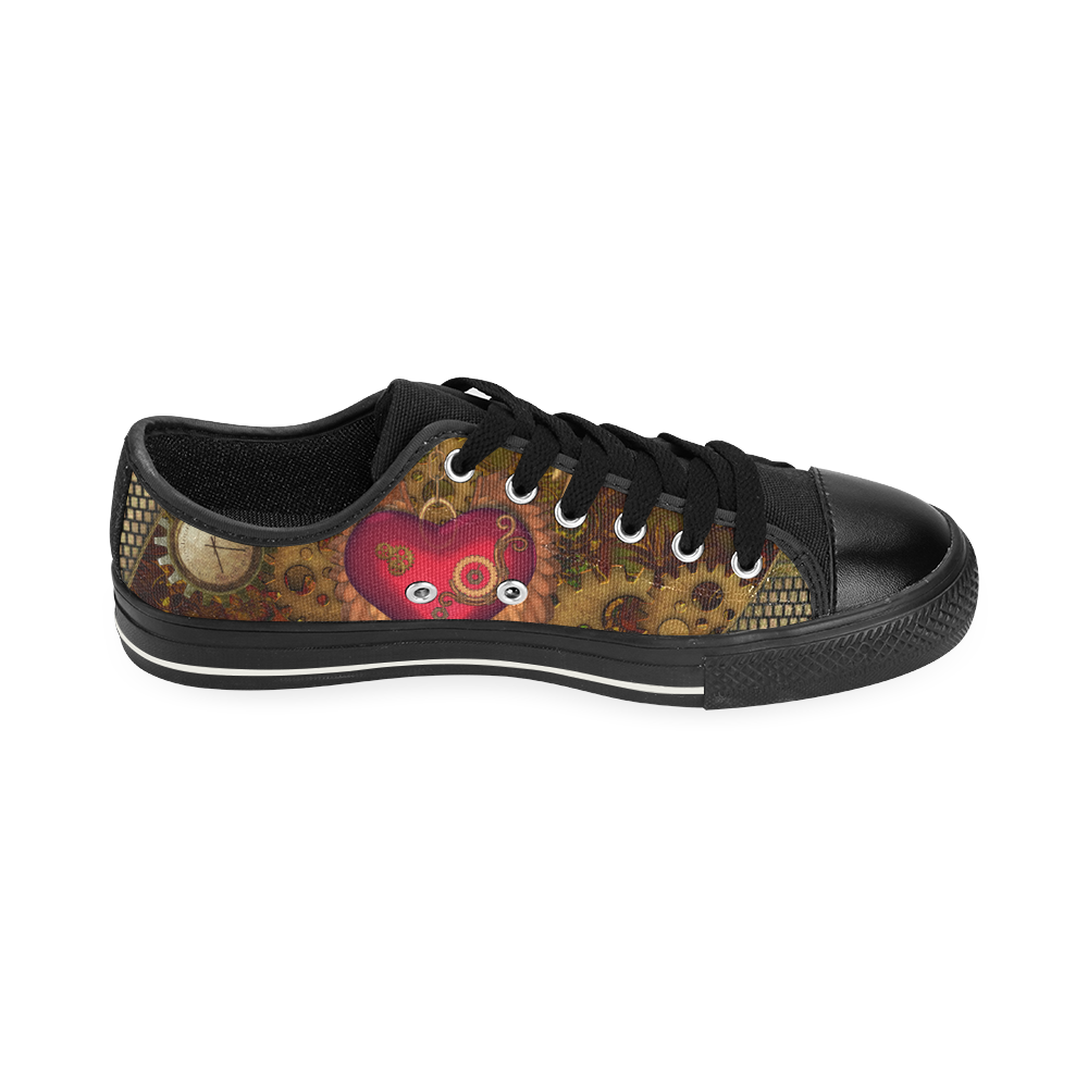 Steampunk, heart with wings Men's Classic Canvas Shoes (Model 018)