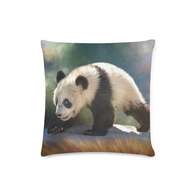 A cute painted panda bear baby. Custom Zippered Pillow Case 16"x16" (one side)