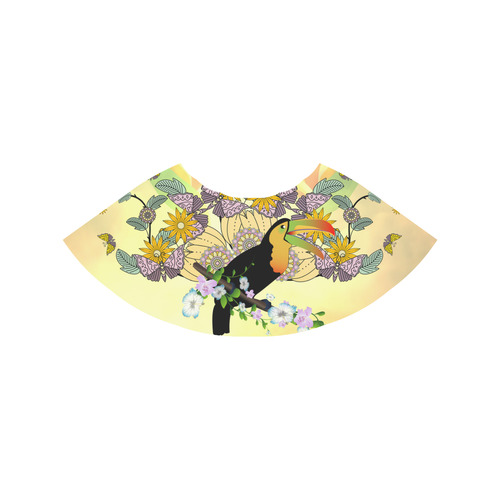 Toucan with flowers Melete Pleated Midi Skirt (Model D15)
