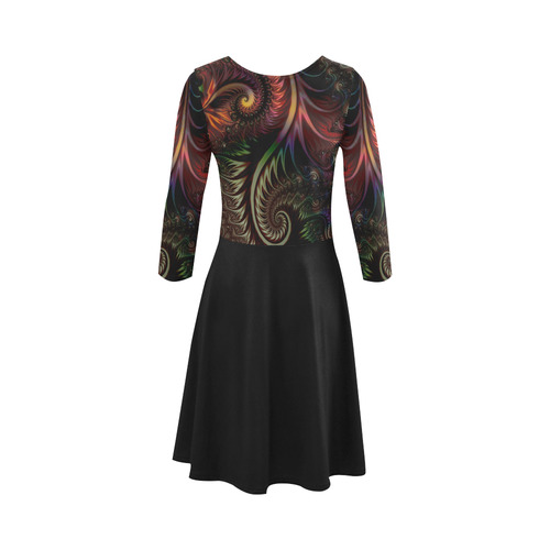 fractal pattern with dots and waves 3/4 Sleeve Sundress (D23)