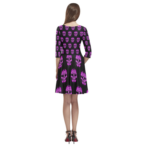 new skull allover pattern  04F by JamColors Tethys Half-Sleeve Skater Dress(Model D20)