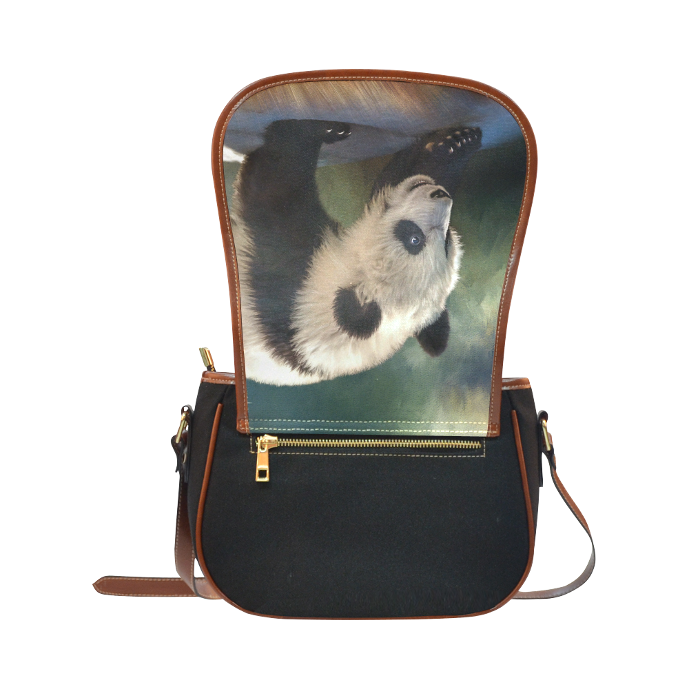 A cute painted panda bear baby. Saddle Bag/Small (Model 1649)(Flap Customization)