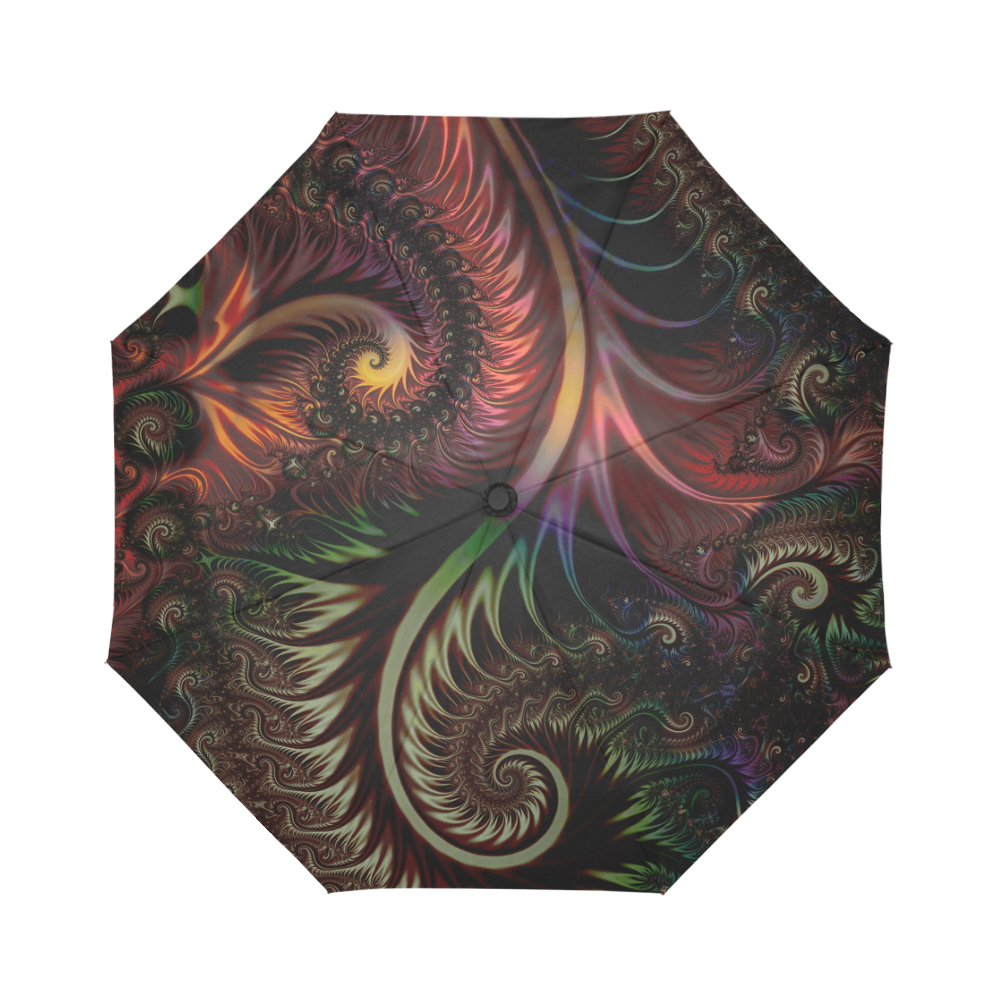 fractal pattern with dots and waves Auto-Foldable Umbrella (Model U04)