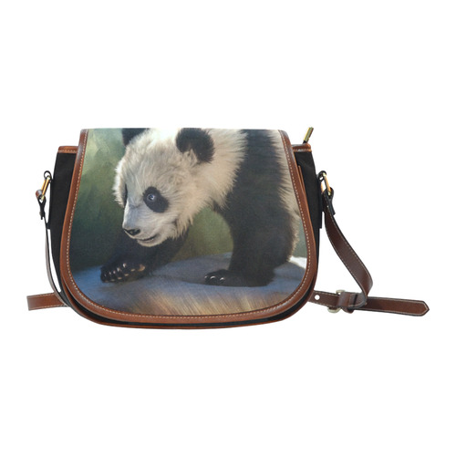 A cute painted panda bear baby. Saddle Bag/Small (Model 1649)(Flap Customization)