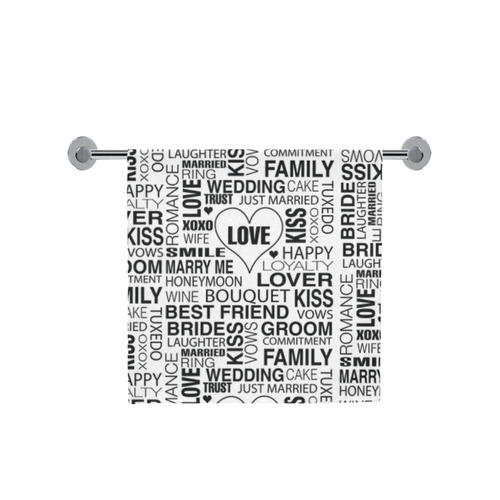 Wedding Gift Print Towels Bride Groom Wedding Words Print Hand Towel Bath Towel 30"x56"