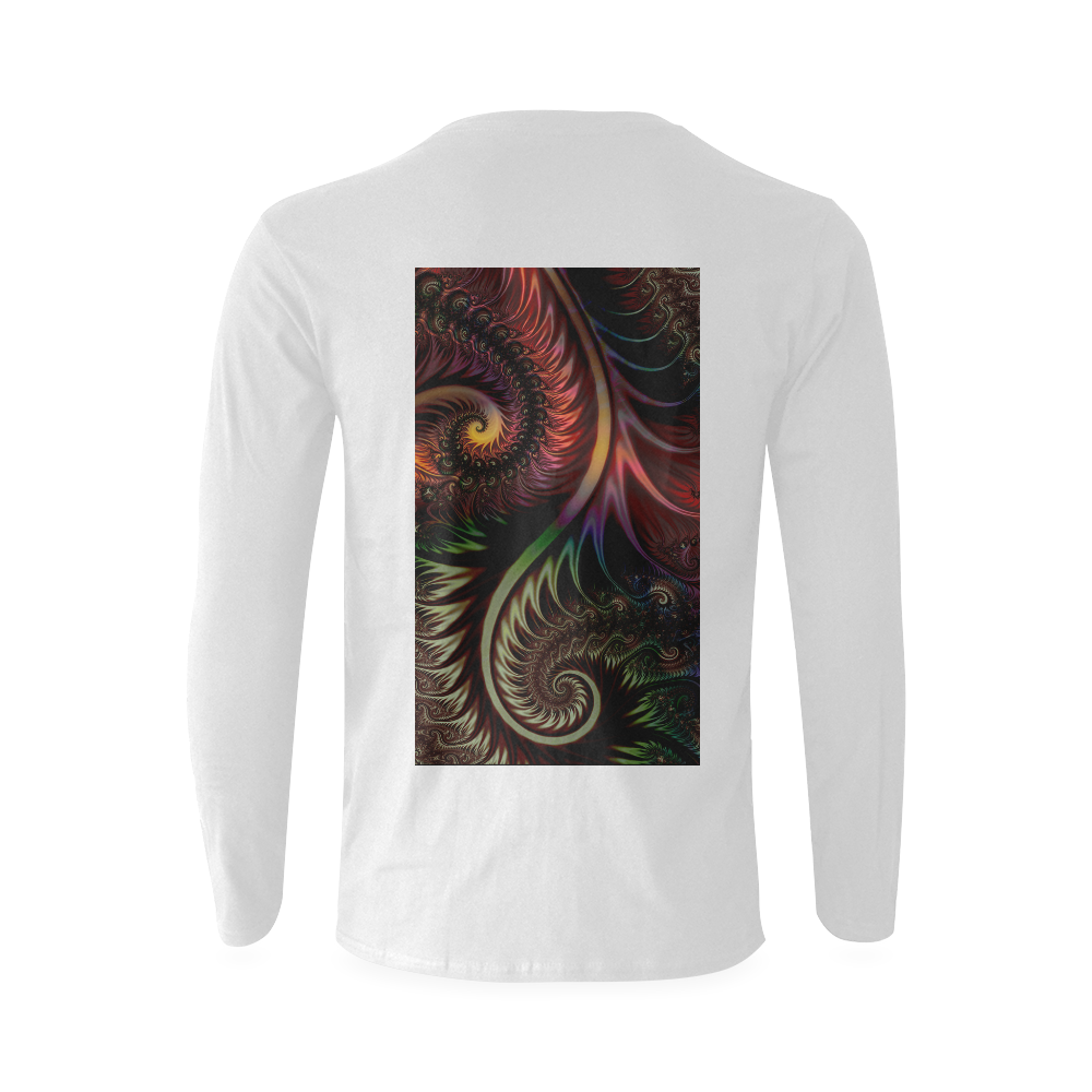 fractal pattern with dots and waves Sunny Men's T-shirt (long-sleeve) (Model T08)