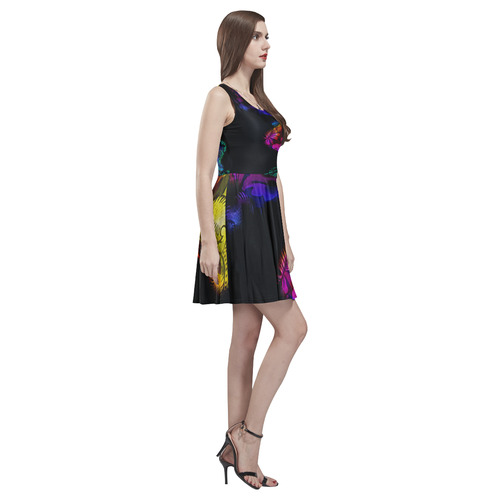 Abstract floral design Thea Sleeveless Skater Dress(Model D19)