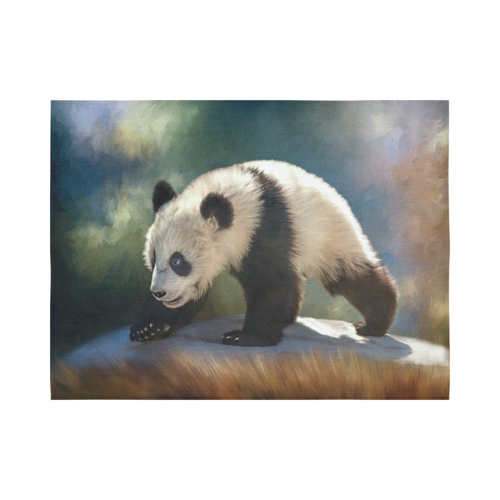 A cute painted panda bear baby Cotton Linen Wall Tapestry 80"x 60"