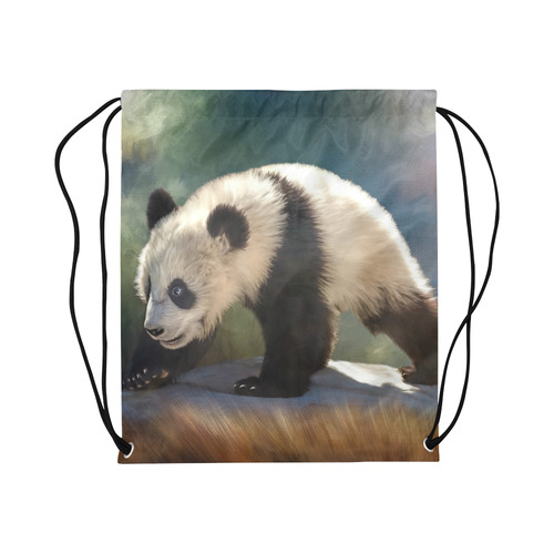 A cute painted panda bear baby. Large Drawstring Bag Model 1604 (Twin Sides)  16.5"(W) * 19.3"(H)