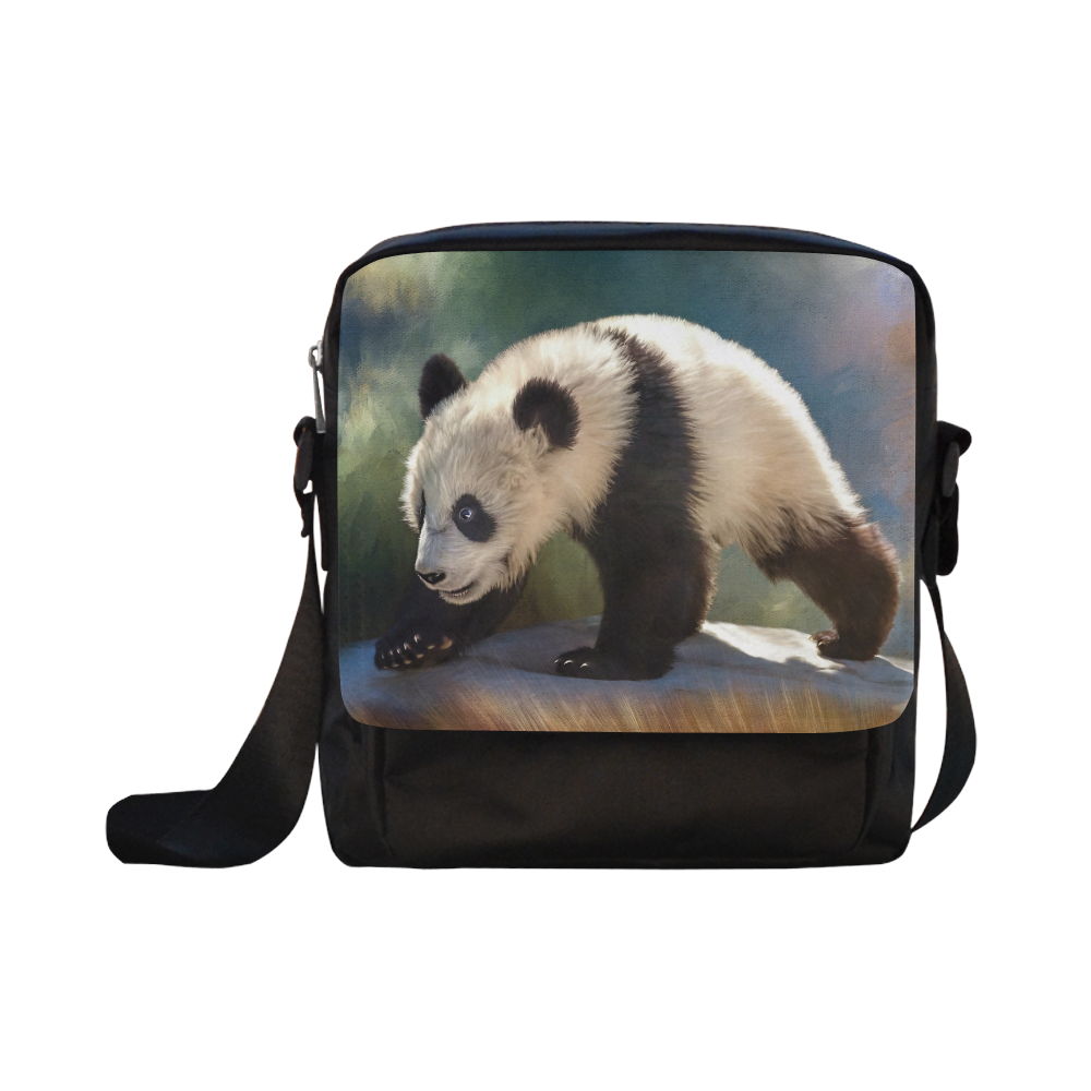 A cute painted panda bear baby. Crossbody Nylon Bags (Model 1633)