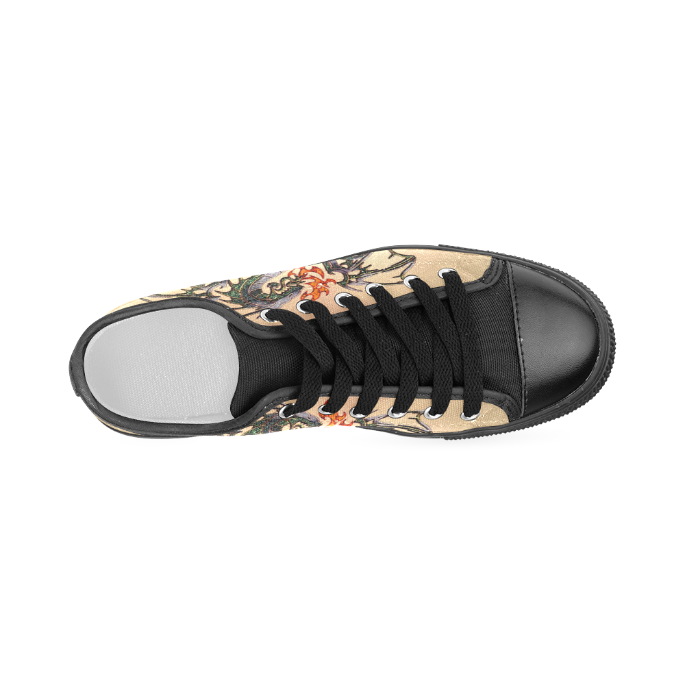 Awesome dragon, tribal Women's Classic Canvas Shoes (Model 018)