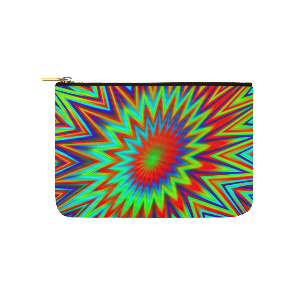 Red Yellow Blue and Green Retro Explosion of Color Carry-All Pouch 9.5''x6''