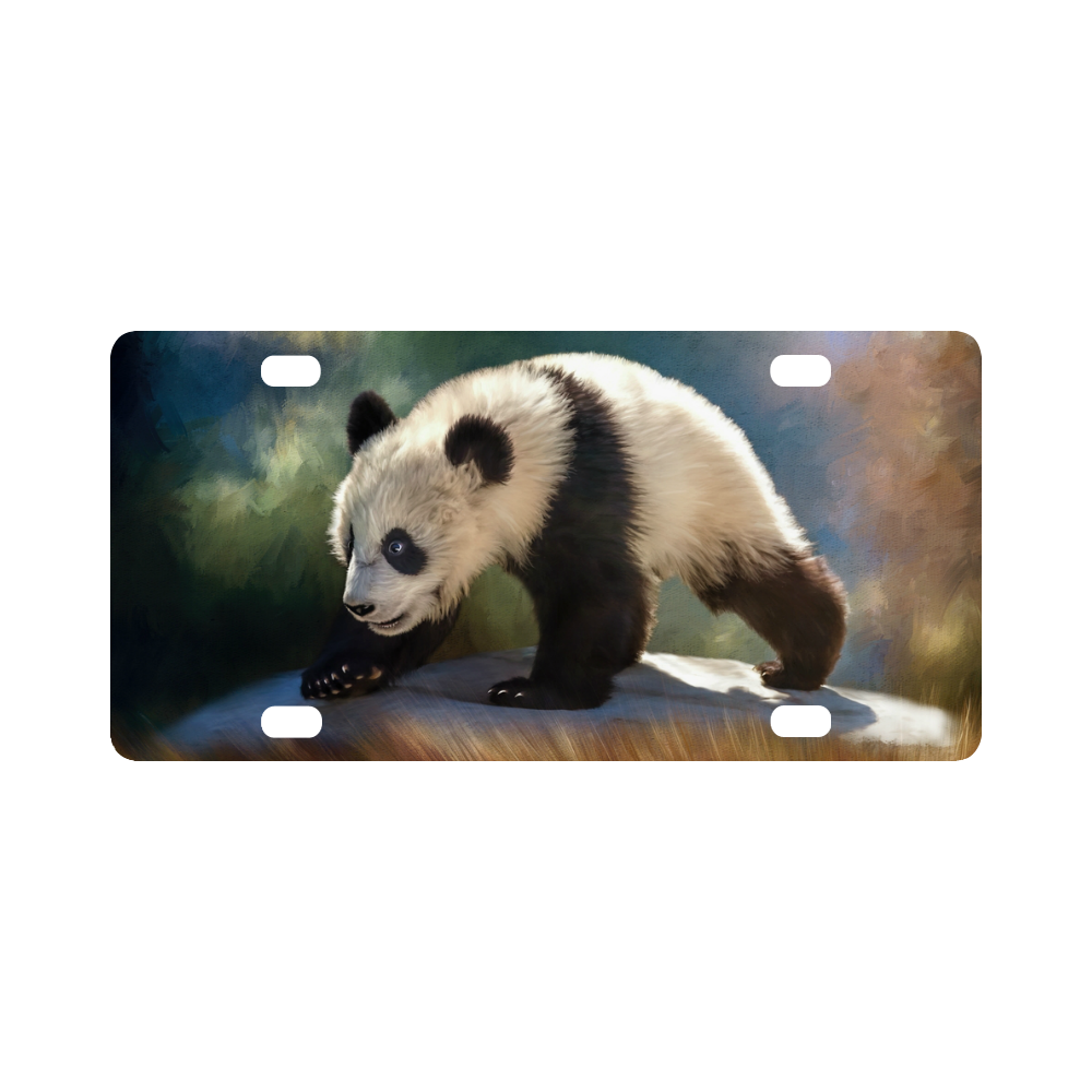 A cute painted panda bear baby Classic License Plate