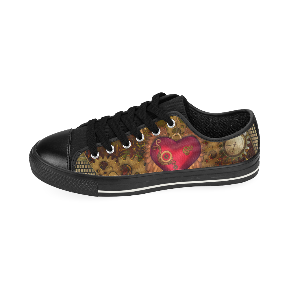 Steampunk, heart with wings Men's Classic Canvas Shoes (Model 018)