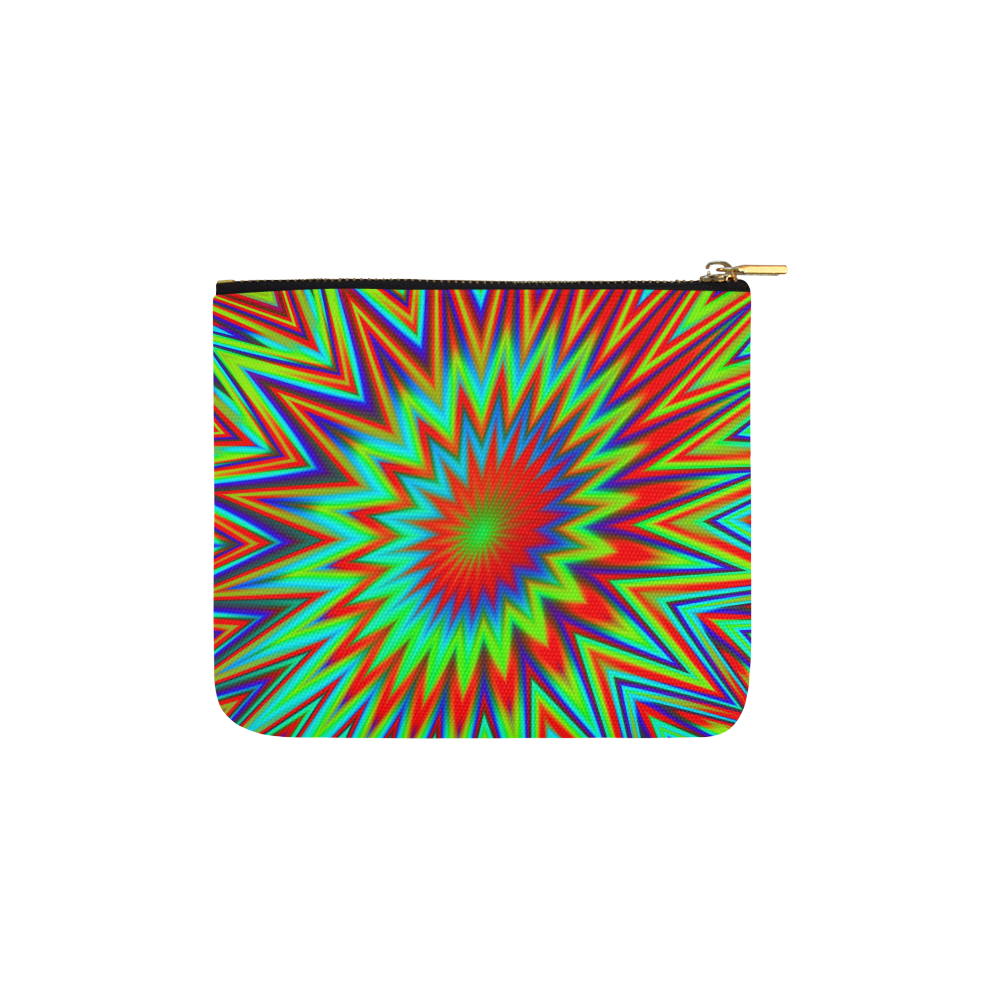 Red Yellow Blue and Green Retro Psychedelic Explosion of Color Carry-All Pouch 6''x5''