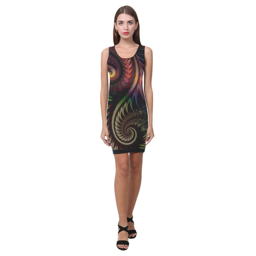 fractal pattern with dots and waves Medea Vest Dress (Model D06)