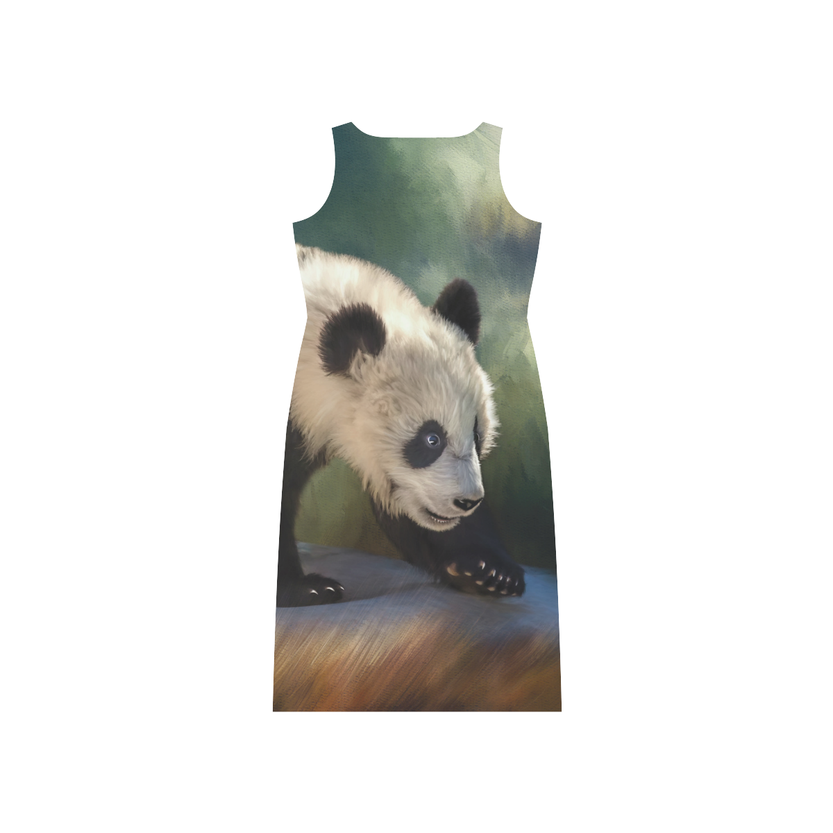 A cute painted panda bear baby. Phaedra Sleeveless Open Fork Long Dress (Model D08)