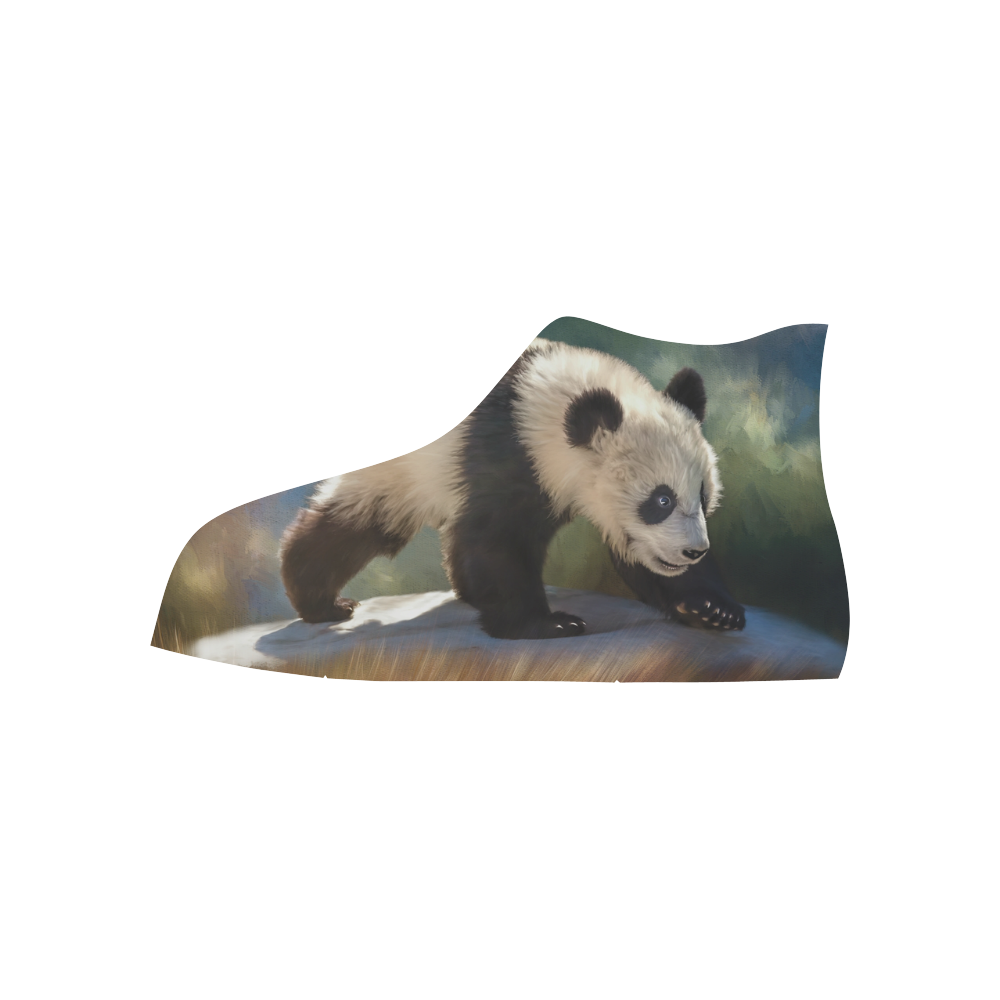 A cute painted panda bear baby High Top Canvas Shoes for Kid (Model 017)