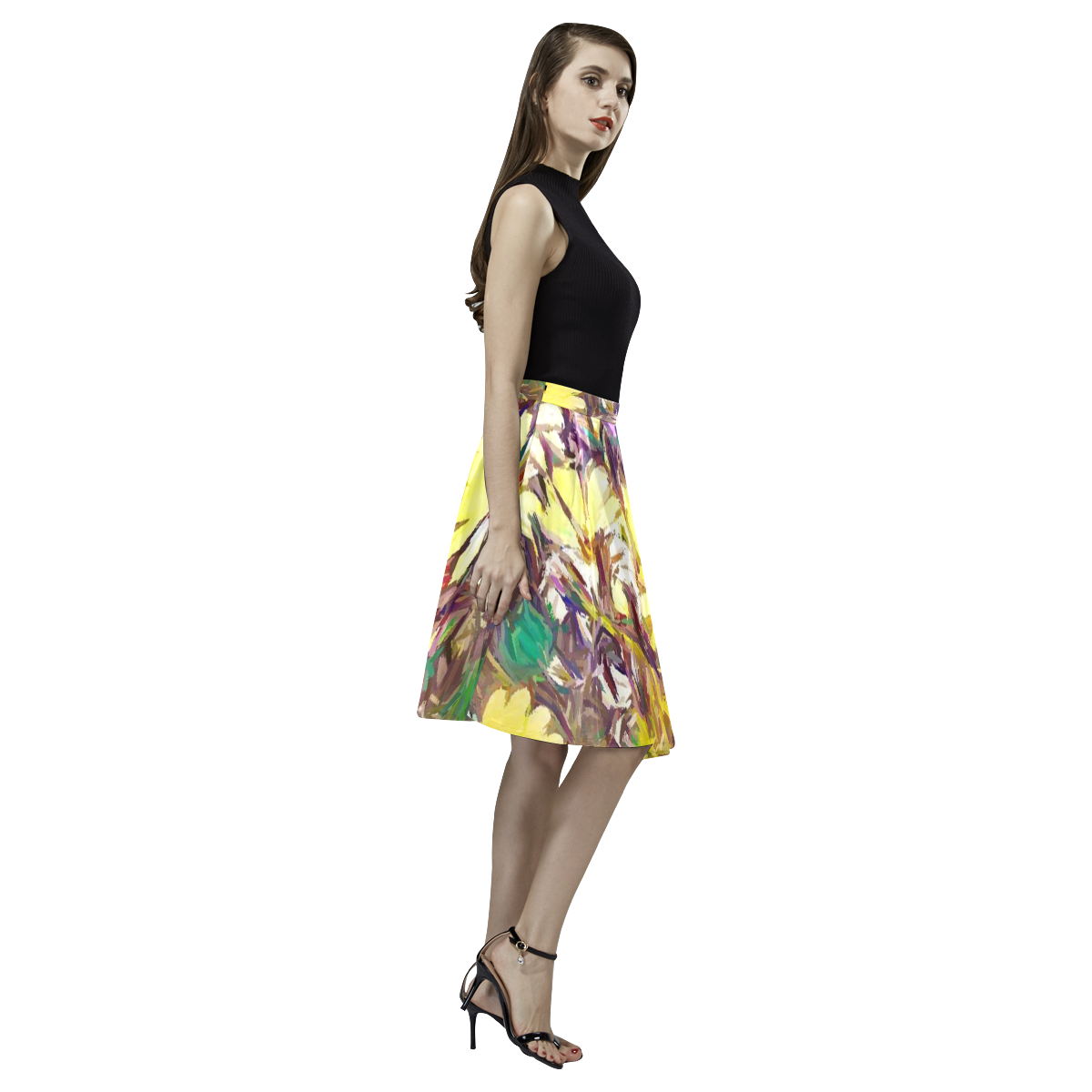 Floral ArtStudio 29B by JamColors Melete Pleated Midi Skirt (Model D15)
