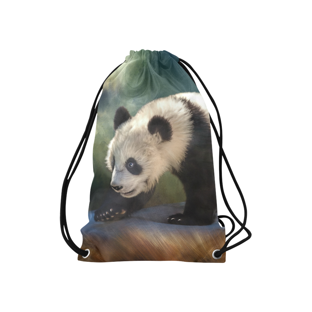 A cute painted panda bear baby. Small Drawstring Bag Model 1604 (Twin Sides) 11"(W) * 17.7"(H)