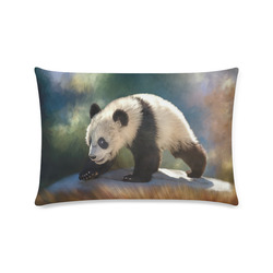 A cute painted panda bear baby. Custom Rectangle Pillow Case 16"x24" (one side)