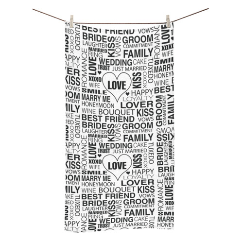 Wedding Gift Print Towels Bride Groom Wedding Words Print Hand Towel Bath Towel 30"x56"