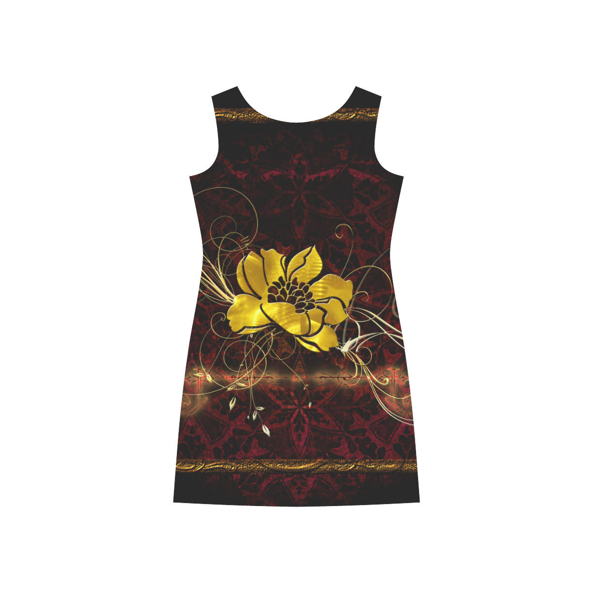 Beautiful flower with leaves Rhea Loose Round Neck Dress(Model D22)