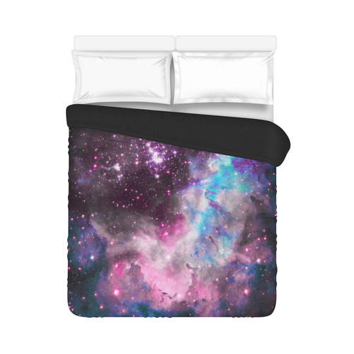 Galaxy cluster Black Reverse side Duvet Cover 86"x70" ( All-over-print)