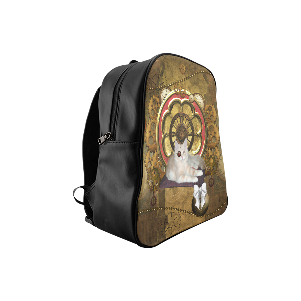 Steampunk, awseome cat clacks and gears School Backpack (Model 1601)(Small)