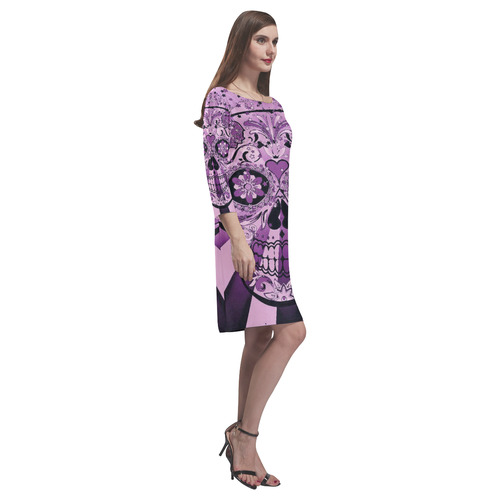 psychedelic Pop Skull 417D by JamColors Rhea Loose Round Neck Dress(Model D22)