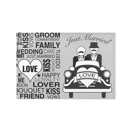 Wedding Gift Placemat Set Just Married Mr. Lgbt Print Grey Placemat 12’’ x 18’’ (Set of 2)