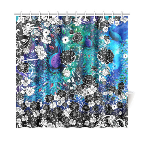 Peacock Colorful Flower Print Shower Curtain By Juleez Shower Curtain 72"x72"