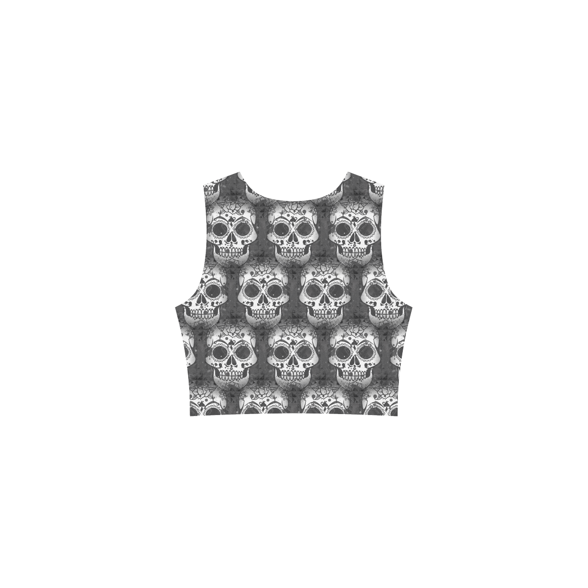 new skull allover pattern by JamColors Thea Sleeveless Skater Dress(Model D19)