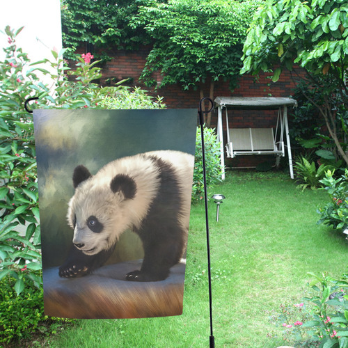 A cute painted panda bear baby Garden Flag 12‘’x18‘’（Without Flagpole）