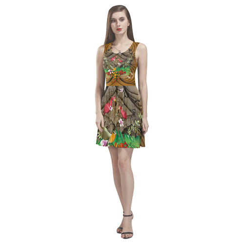 Wonderful tropical design Thea Sleeveless Skater Dress(Model D19)