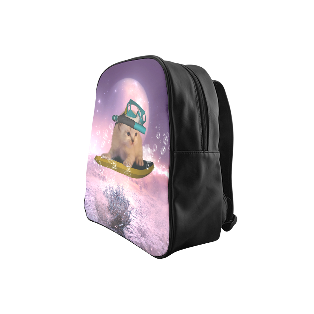 Funny surfing kitten School Backpack (Model 1601)(Small)