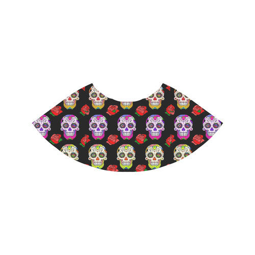 awesome Muertos Skull by Popart Lover Melete Pleated Midi Skirt (Model D15)
