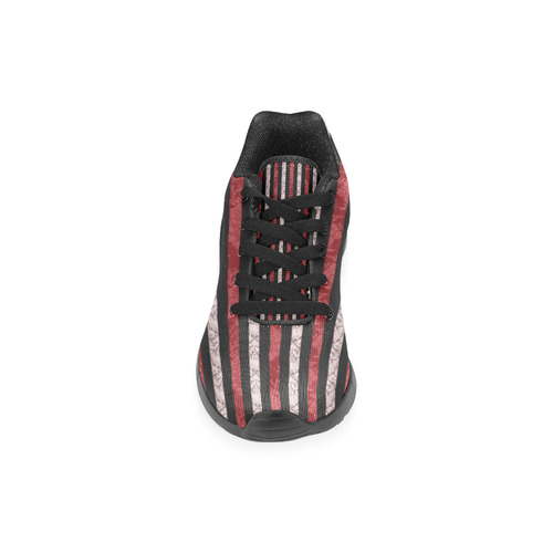 Two Tone Red Damask Goth Stripe Women’s Running Shoes (Model 020)
