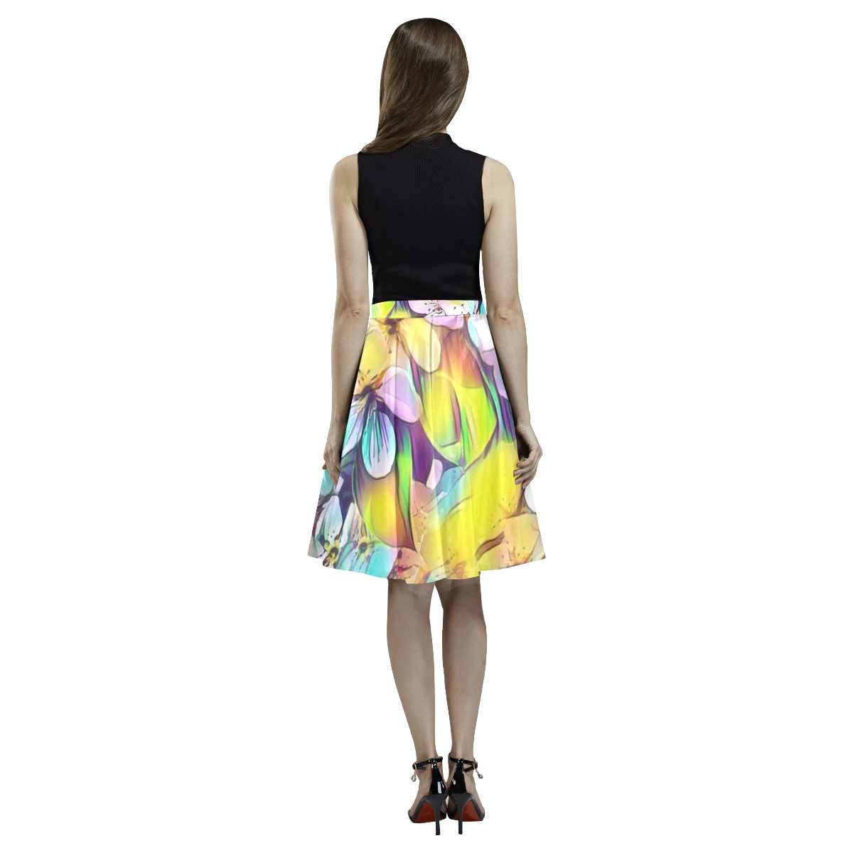 Floral ArtStudio 31 by JamColors Melete Pleated Midi Skirt (Model D15)