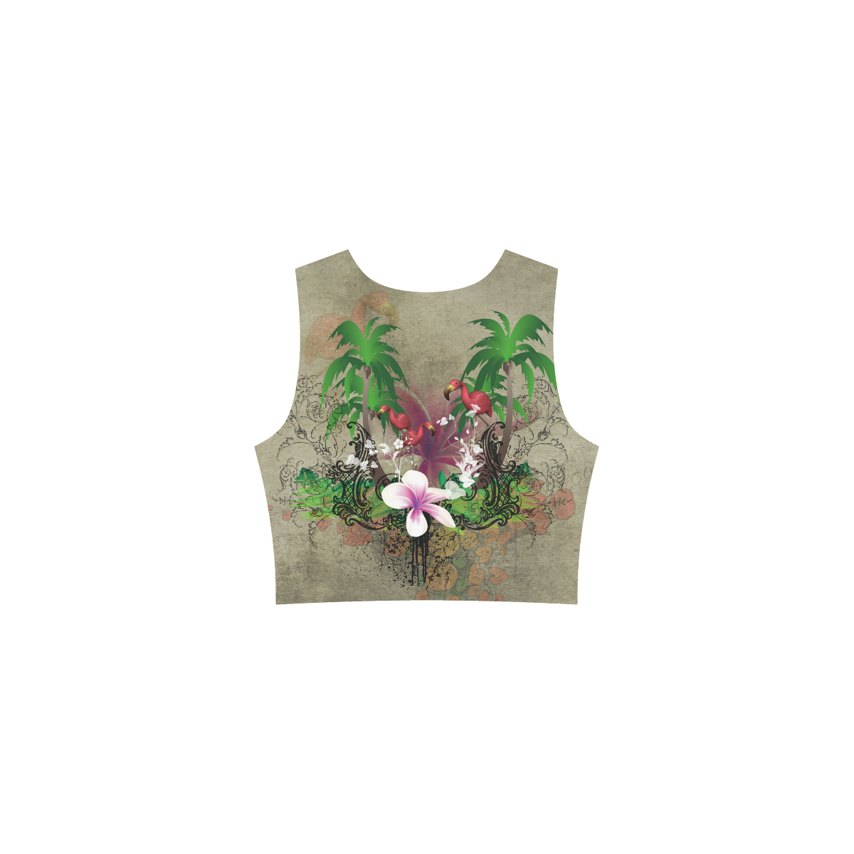 Wonderful tropical design with flamingos Thea Sleeveless Skater Dress(Model D19)
