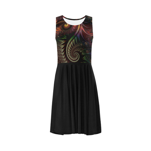 fractal pattern with dots and waves Sleeveless Ice Skater Dress (D19)