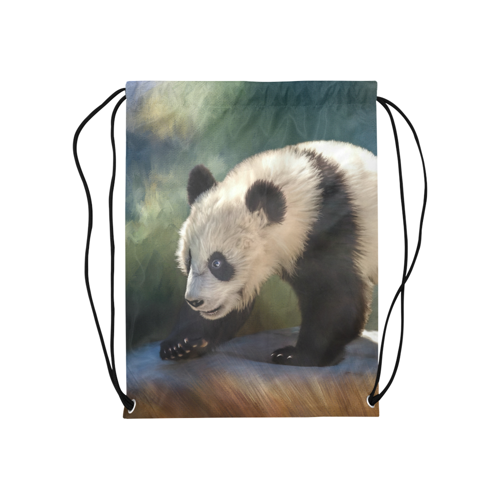 A cute painted panda bear baby. Medium Drawstring Bag Model 1604 (Twin Sides) 13.8"(W) * 18.1"(H)