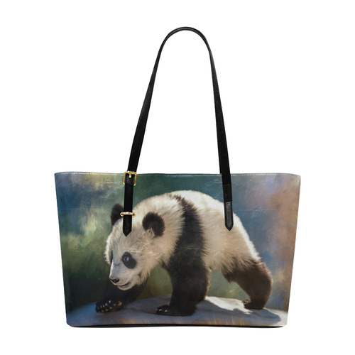 A cute painted panda bear baby. Euramerican Tote Bag/Large (Model 1656)