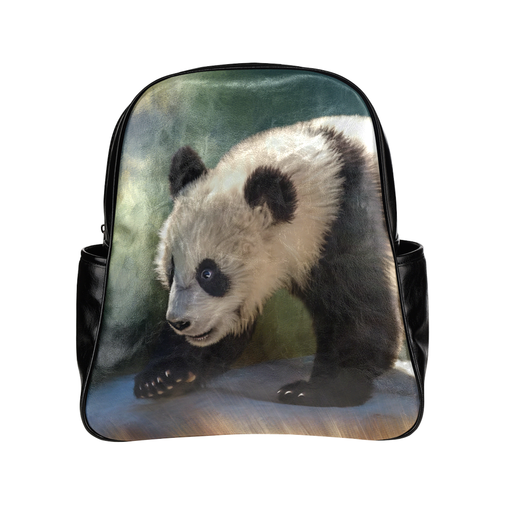 A cute painted panda bear baby. Multi-Pockets Backpack (Model 1636)