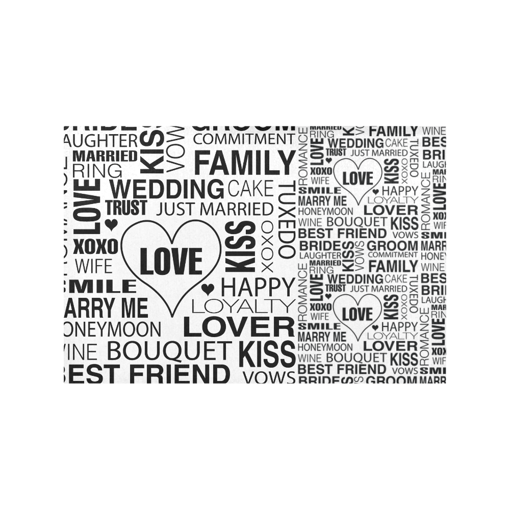 Placemat Wedding Gift Bride Groom Art Print Wht Placemat 12’’ x 18’’ (Set of 2)
