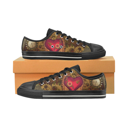 Steampunk, heart with wings Men's Classic Canvas Shoes (Model 018)