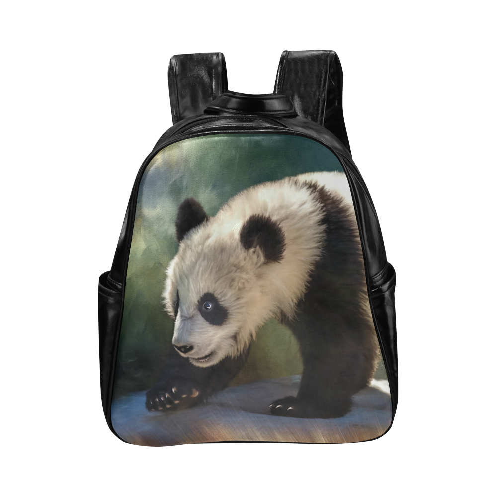A cute painted panda bear baby. Multi-Pockets Backpack (Model 1636)